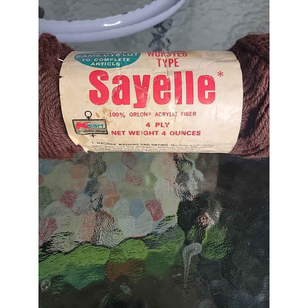 Kmart Sayelle Vintage Yarn 1007 Dark Brown 4 Ply Worsted Orlon Acrylic 4oz Skein - Picture 3 of 3
